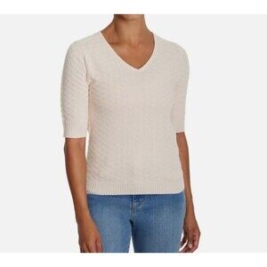 Ella Moss Women's Elbow Sleeve Shirt/Sweater Lightweight, Size-Small, Cream New